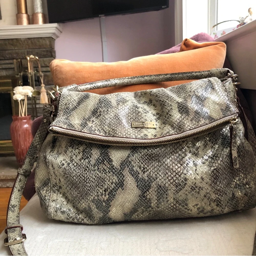 Kate Spade Metallic Snakeskin Leather satchel crossbody CobbleHill Littl…